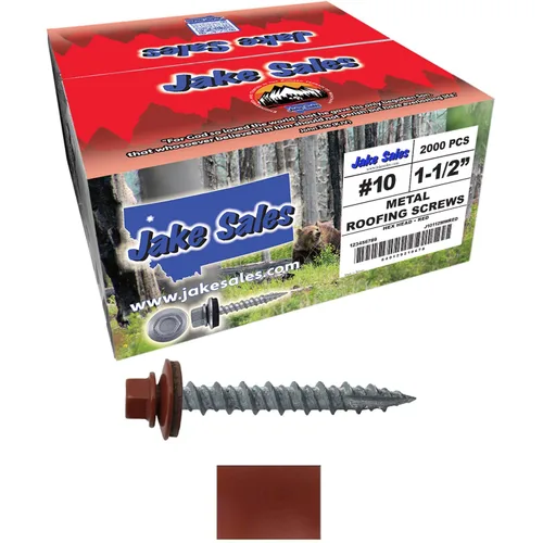Miniatura 31 de 10 tornillos para techos de metal gris ABC de 1-1/2 pulgadas, cabezal de arandela hexagonal, arranque automático/roscado, arandela EPDM. 1 bolsa
