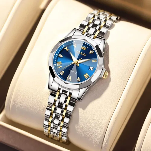 Miniatura 5 de OLEVS Womens Watch Fashion Dress Diamond Female Watches for Ladies Analog Quartz Stainless Steel Waterproof Luminous Day Date Two Tone Wristwatch