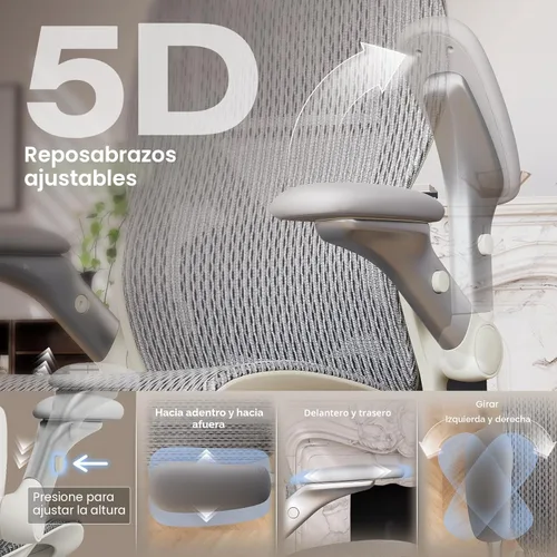 Miniatura 4 de ELABEST X100 Silla de oficina ergonómica con reposapiés, silla de escritorio grande y alta con brazos abatibles 5D, soporte lumbar 3D ajustable