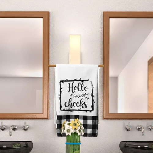 Miniatura 7 de Tatuo 2 toallas de mano de baño a cuadros blancos y negros de 17 x 27 pulgadas, paños de cocina de granja Hello Sweet para baño, hogar, lavar