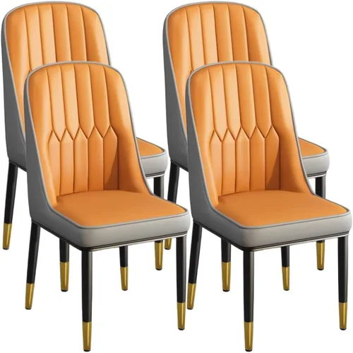 Miniatura 21 de YVYKFZD Juego de 2/4 sillas de comedor, sillas de cocina con respaldo y patas de metal, silla de comedor de piel sintética, silla auxiliar cómoda