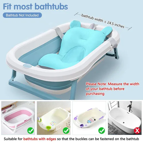 Miniatura 6 de Colorlife Asiento de Baño para Bebé con Malla de Apoyo, Cojín de Apoyo para Baño Infantil, Cómodo Ajustable Antideslizante de Tres Puntos para Baño
