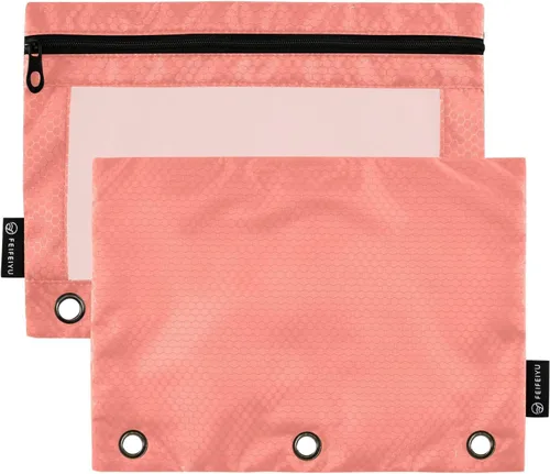 Miniatura 16 de Firebrick Zipper Pencil Pouch for 3 Ring Binder with Clear Window,Pencil Case 2 Pack Firebrick