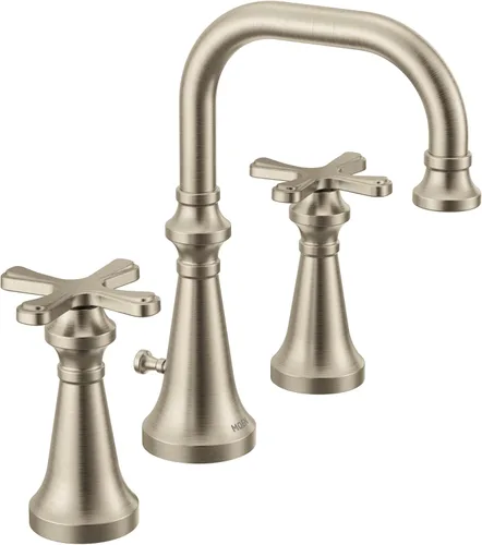 Miniatura 16 de Moen TS44102BG Colinet - Grifo de baño tradicional de arco alto con dos manijas, con asas de palanca, requiere válvula, oro cepillado