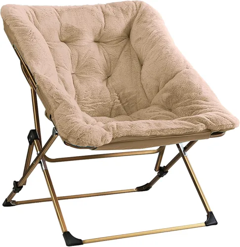 Miniatura 15 de Walsham Silla plegable cómoda, de piel sintética, suave, acogedora, silla Papasan de lectura para adultos, niños, dormitorio, sala de estar, Negro