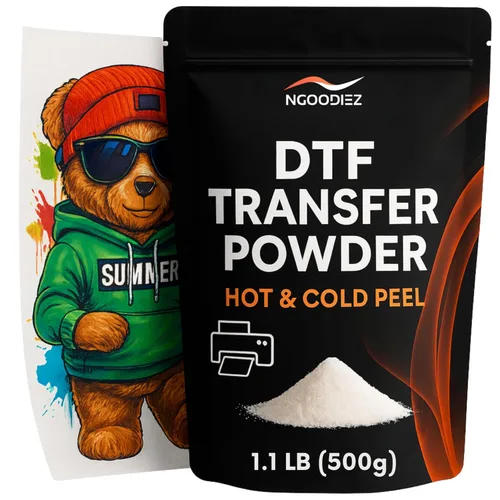 NGOODIEZ DTF Polvo Blanco 17.64 oz – Polvo adhesivo termofusible de transferencia DTF para sublimación, polvo de pretratamiento sin grumos para