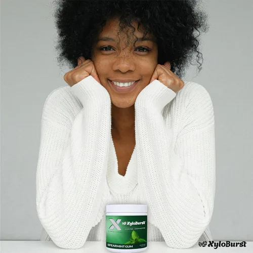 Miniatura 7 de XyloBurst Goma de mascar de xilitol Sin azúcar, sin gluten, apto para dieta cetogénica, sin aspartamo para la salud bucal, menta verde, tarro