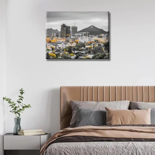 LSIUHWUWI Arte de pared en blanco y negro de Arizona, lienzo de paisaje urbano de Arizona, horizonte del centro de Estados Unidos con pico centinela