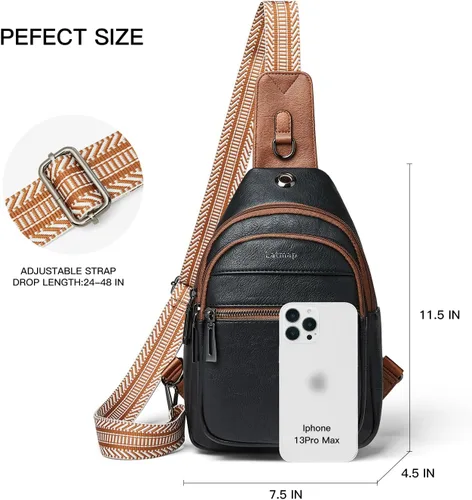 Miniatura 3 de Sling Bag For Women Faux Leather Small Casual Daypack Backpack Fanny Pack Crossbody Chest Bags Purse