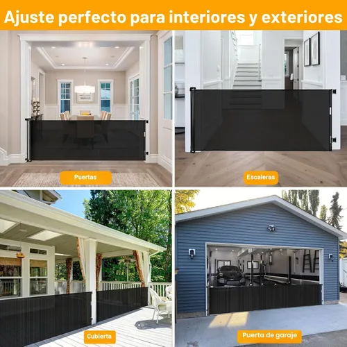 Miniatura 6 de Puertas de bebé extra anchas de 100 pulgadas para gran apertura, puerta retráctil para interiores para perros, puertas para cachorros para la casa