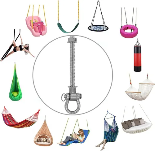 Miniatura 4 de Columpio silencioso resistente con 4 rodamientos, columpio permanente antioxidante de 180°, capacidad de 1500 libras, hamaca para yoga, 11 pulgadas