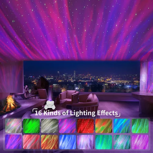Miniatura 2 de ENOKIK Proyector de Luces del Norte, Proyector de Estrellas Aurora con Altavoz Bluetooth Integrado, Máquina de Ruido Blanco para Niños y Adultos