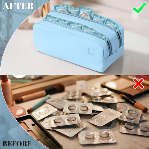 Miniatura 4 de Organizador portátil diario para lentes de contacto, dispensador de lentes de contacto desechable, estuche de almacenamiento de viaje con etiqueta R