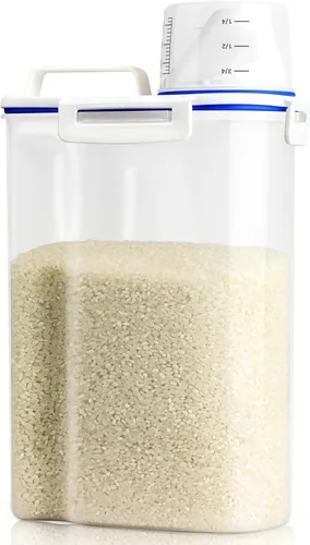 Miniatura 8 de Viretec Recipiente de almacenamiento de arroz, dispensador hermético de alimentos secos de 15 a 20 libras, recipiente de comida para mascotas