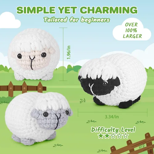 Miniatura 5 de Kit de ganchillo para principiantes, kit de inicio de ganchillo con tutoriales en video paso a paso, suministros de tejido de ganchillo Amigurumi