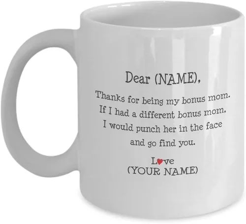 Regalo de regalo para mamá de la hija, hijo, niño y niño. Taza de café de aniversario divertida regalo personalizado. Querida mamá agradecimiento.