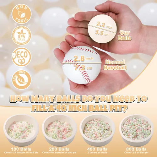 Miniatura 2 de GOGOSO Pelotas de juego de bolas de plástico para bebés, niños y niñas, decoración de casa de juegos, piscina, diversión sin ftalatos, sin BPA, Un