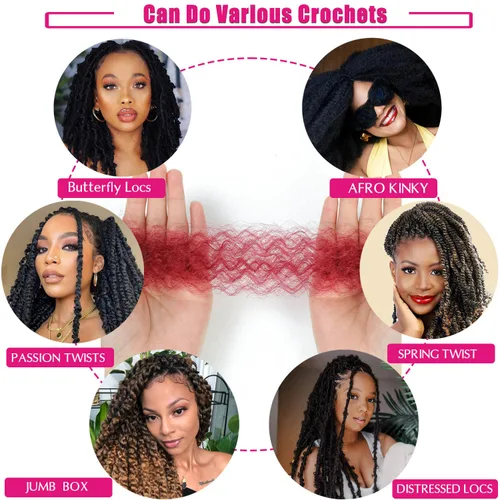 Miniatura 6 de Cabello Afro Twist de 12 Pulgadas 3 Paquetes, Cabello Afro Twist Elástico Pre-Esponjado Cabello Spring Twist Pre-Separado Cabello para Envolver