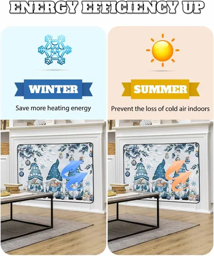 Miniatura 62 de Cubierta magnética azul para chimenea, detiene la pérdida de calor, pantalla de chimenea para interiores, bolas de gnomos de Navidad, árbol de copo