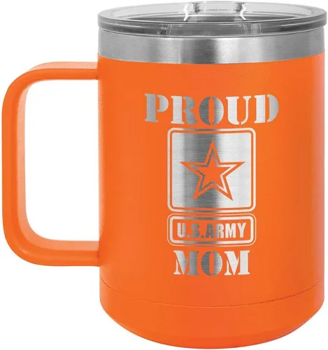 Miniatura 7 de PROUD ARMY MOM BLACK Taza de café de 15 oz con tapa deslizante Taza de café de viaje aislada Ideas de regalos del día de la madre de hijo o hija