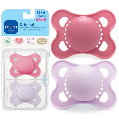 Miniatura 14 de MAM Chupetes de bebé mate originales, Binky para niños de 0 a 6 meses, pezón de silicona sin BPA, fácil de limpiar, lo mejor para bebés recién