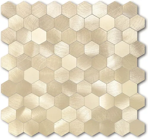 Miniatura 8 de BeNice Adhesivo de metal para azulejos de pared de cocina, adhesivo 3D, 10 unidades, color dorado champán Oro champán