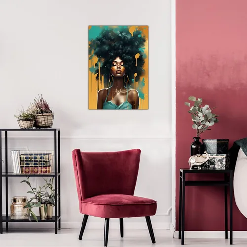 Miniatura 208 de Arte de pared afroamericano, decoración de rey y reina bailarín negro para sala de estar, arte de pareja de amor negro para dormitorio, lienzo