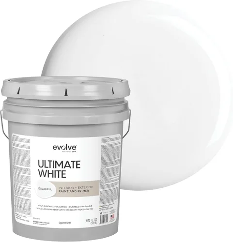 Miniatura 10 de EVOLVE Pintura blanca e imprimación definitiva en uno, blanco cáscara de huevo, 1 cuarto de galón, interior y exterior, cobertura de una capa