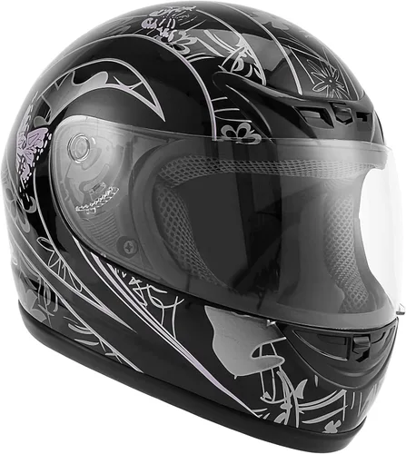 Miniatura 4 de TCT-MOTORPARTS - Casco de motocicleta para adultos, aprobado por DOT, color negro, visera de espejo de cara completa, casco de calle Negro