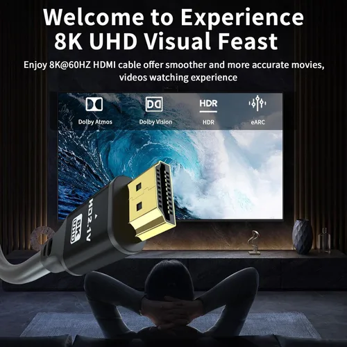 Miniatura 3 de Cable HDMI 1.5 pies, 3 pies, 6 pies, 10 pies, 15 pies, 48 Gbps, 8K a 60 Hz, 4K a 120 Hz, HDCP 2.2 y 2.3, DTS:X, HDR 10; compatible con Roku
