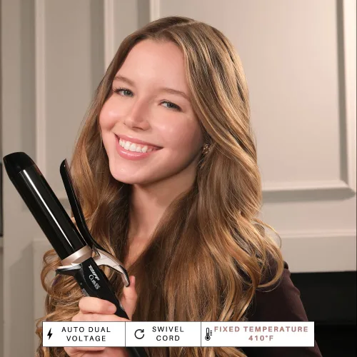 Miniatura 7 de TAIFF Curves - Rizador profesional de titanio negro – Rizador de pelo de alto rendimiento y rizadora para cabello con doble voltaje Temperatura