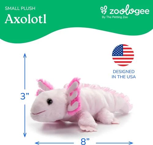 Miniatura 3 de The Petting Zoo Axolotl - Peluche de animal de peluche, regalos para niños, animales marinos Scoopz, juguete de peluche de salamandra rosa, 8