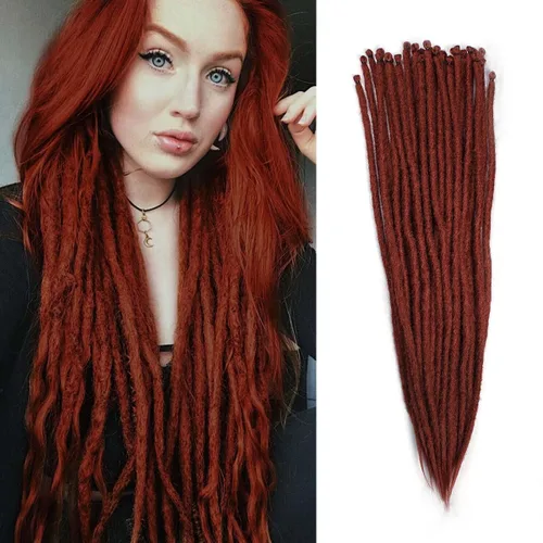 Miniatura 48 de 15 extensiones de rastas de doble extremo, 24 pulgadas, extensiones de rastas falsas de 0.6 pulgadas, color marrón degradado, extensiones de rastas