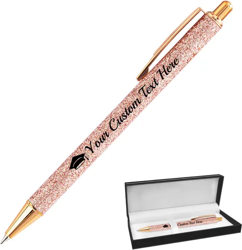 Miniatura 83 de Hasta 100 bolígrafos personalizados con nombre a granel, bolígrafo con purpurina de impresión personalizada, grabado gratis, texto con logotipo