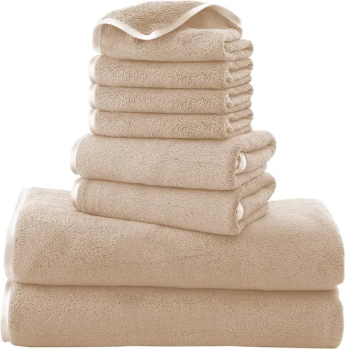 Miniatura 8 de Cosy Family Juego de toallas de microfibra de 8 piezas, 2 toallas de baño, 2 toallas de mano y 4 paños de lavado, toallas ultra suaves y altamente