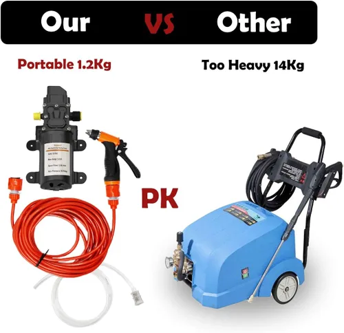 Miniatura 8 de Bomba eléctrica de lavado a presión, 12 V, 100 W, portátil, de alta presión, kit de bomba de agua inteligente para automóvil, caravana, hogar
