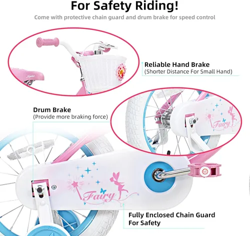 Miniatura 3 de JOYSTAR Fairy Girls Bike for Toddlers and Kids Ages 2-8 Years Old, 12 14 16 18 Inch Kids Bike with Training Wheels, Handbrake and Basket, Toddler