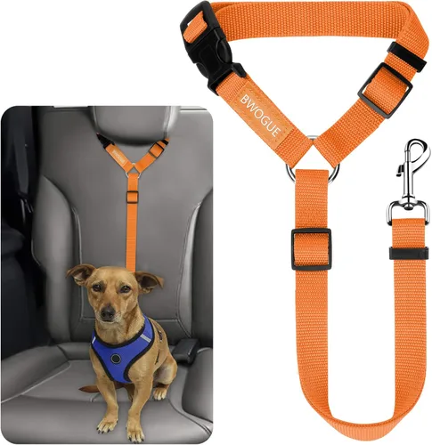 Miniatura 18 de BWOGUE Arnés de cinturón de seguridad para mascotas, cinturón de seguridad ajustable para reposacabezas de coche, arnés de cinturón de seguridad