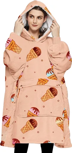 Miniatura 67 de KFUBUO Manta portátil con capucha de sherpa para niños, todos los patrones, sudadera de gran tamaño con bolsillo, regalos de cumpleaños para niñas