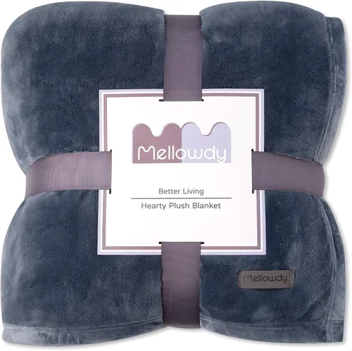 Miniatura 8 de Mellowdy Manta de franela extra gruesa y mullida (gris oscuro, 60x80) - Manta cálida de tamaño individual de 500GSM para invierno, otoño Suave