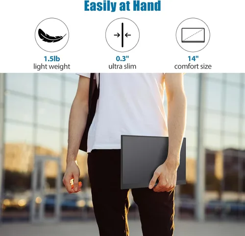 Miniatura 7 de Monitor Portátil Táctil de 14", 1920x1200 60Hz USB-C y Pantalla Externa FHD con Pantalla Táctil para Laptop/Mac/Juegos/Oficina, Monitor de Viaje