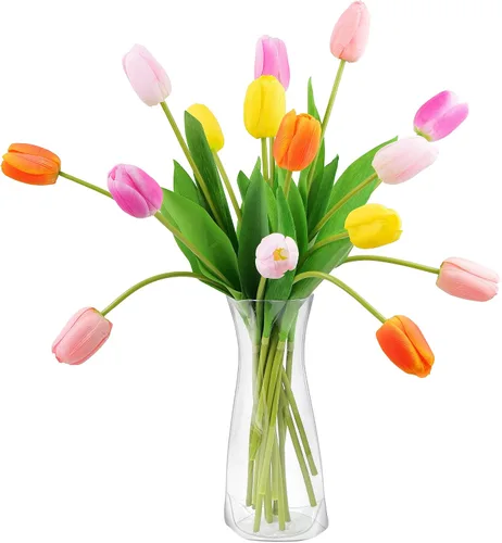 Miniatura 21 de FiveSeasonStuff - Flores artificiales de tulipanes, se sientes reales al tacto, ideales como ramo de boda, decoración del hogar, fiesta, arreglos