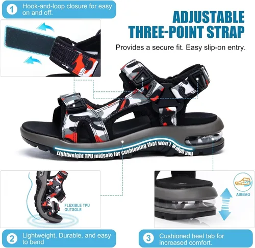 Miniatura 2 de visionreast Sandalias deportivas de moda para niños, con estampado de camuflaje, sandalias deportivas al aire libre, sandalias casuales para la playa