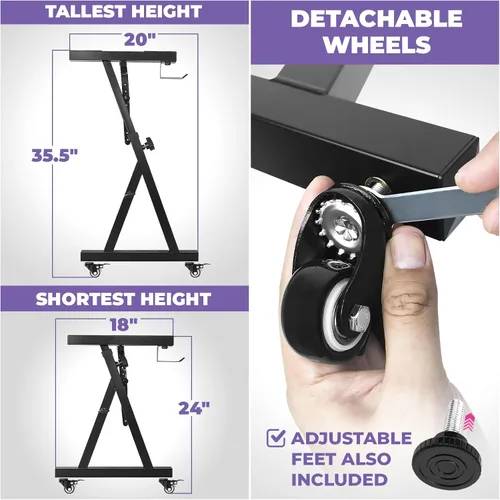 Miniatura 3 de Liquid Stands - Soporte para teclado con ruedas – Estilo Z ajustable y portátil, profesional, soporte resistente para piano digital en negro – Para