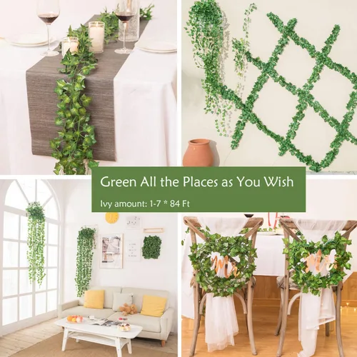Miniatura 7 de Naidiler - Guirnalda colgante de hojas de hiedra artificial para decoración de vegetación en casa, paredes, cocina, habitación, fiestas, bodas