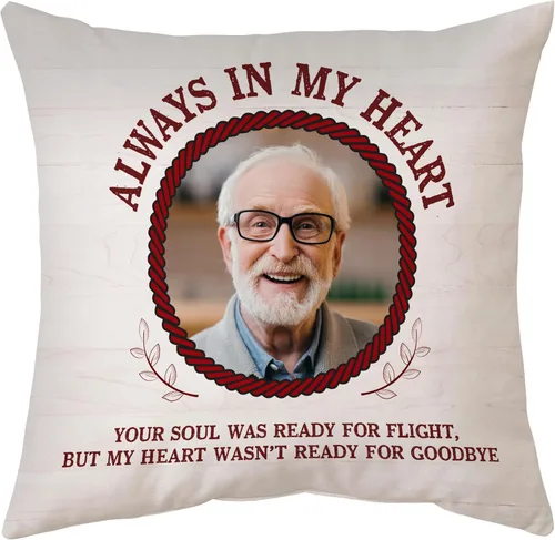 Miniatura 11 de Hyturtle Almohada conmemorativa personalizada de condolencias con inserto de 12 x 12 pulgadas, regalos impresos de doble cara para la pérdida de un