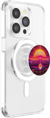 Miniatura 3 de Retro 80s Movie Synthwave Vaporwave Decor Hippie Sun Print PopSockets MagSafe PopGrip for iPhone