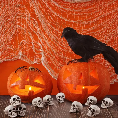 Miniatura 4 de Boao 10 piezas de cabeza de esqueleto de Halloween pequeños mini calaveras para decoración de fiesta de Halloween, decoración de mesa