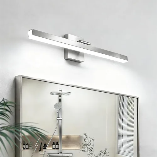 Miniatura 22 de IZORRO Moderna lámpara de tocador de baño de 16 pulgadas, giratoria, 12 W, regulable, lámpara LED sobre el espejo, barra de luz negra para tocador