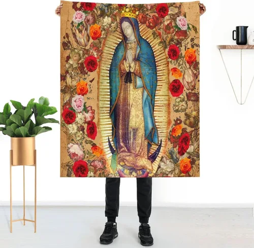 Miniatura 5 de Manta de franela suave y acogedora con diseño de Virgen María de Guadalupe de 40 x 50 pulgadas, manta de microfibra ligera y mullida, regalo